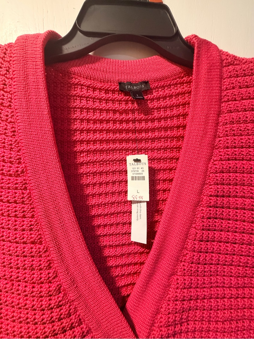 NWT TALBOTS  Ribbed V-Neck Cardigan Sweater in Hot Pink - Picture 5 of 8
